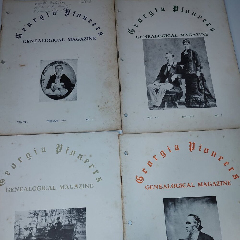 Four 1969 and 1970 - Georgia Pioneers Genealogical Magazines-Fair/Poor AS IS
